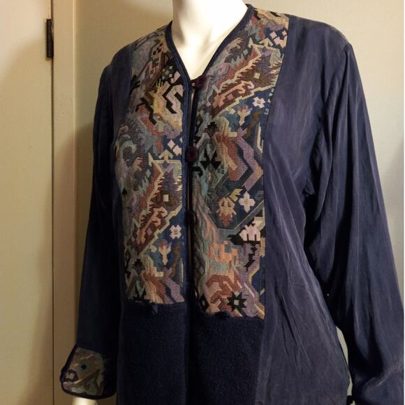 Vntg 80s 90s Papike Wear 2 Pc Set Aztec Southwestern Jacket Duster Maxi Skirt S - Picture 2 of 14